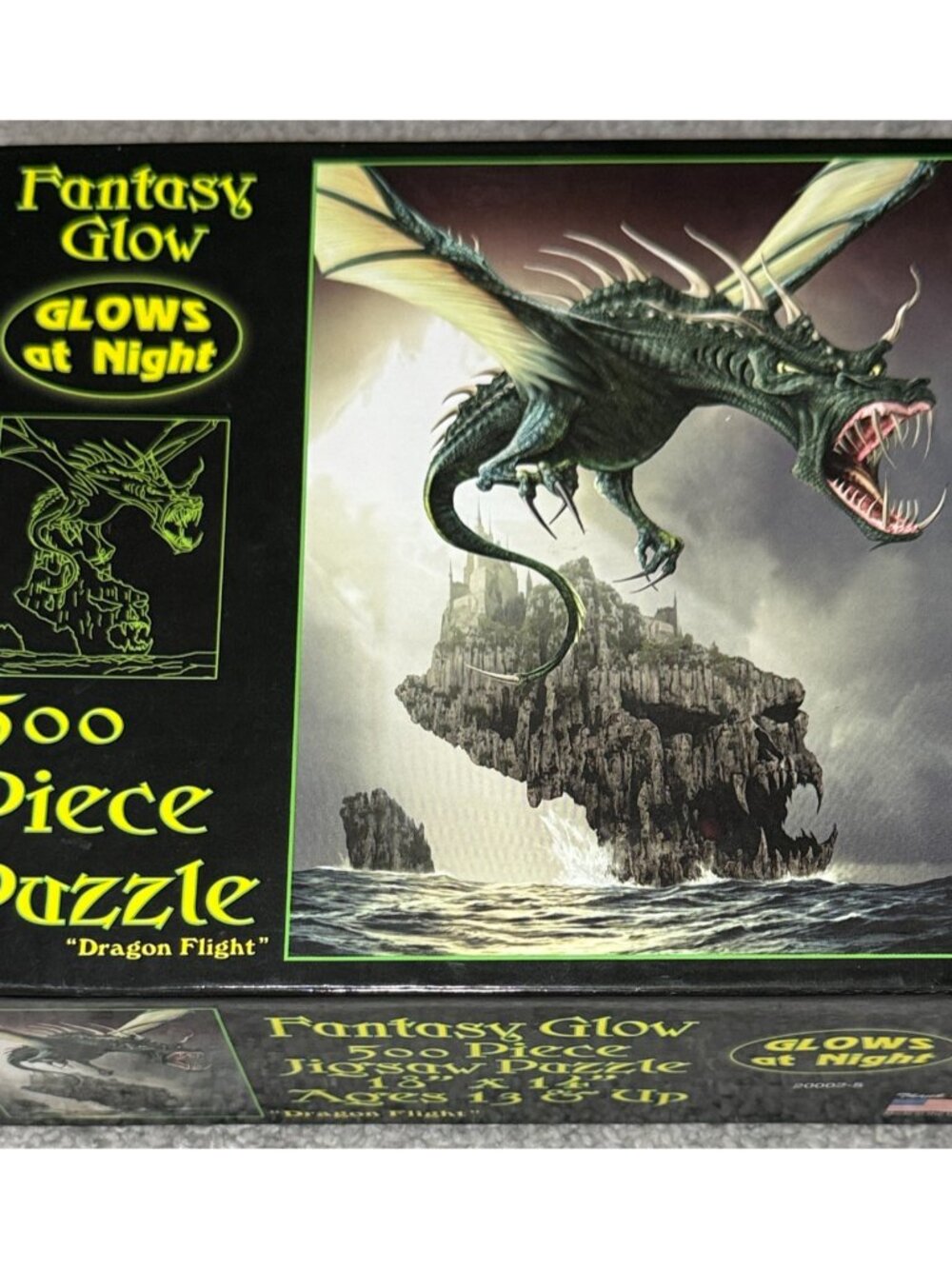 Glow In The Dark Dragon Flight Fantasy Puzzle Made In USA 18" x 14" Brand New
